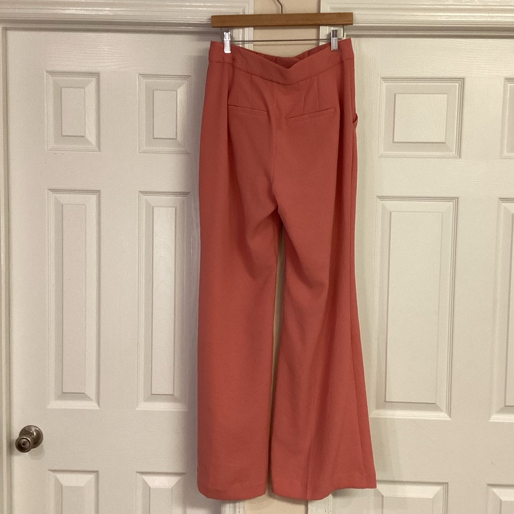 Express Pink Super High Waisted Twill Flare Trouser Pants - Picture 4 of 9